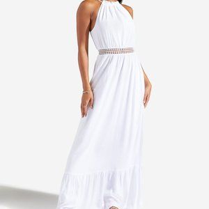 Crochet Trim High Halter Dress